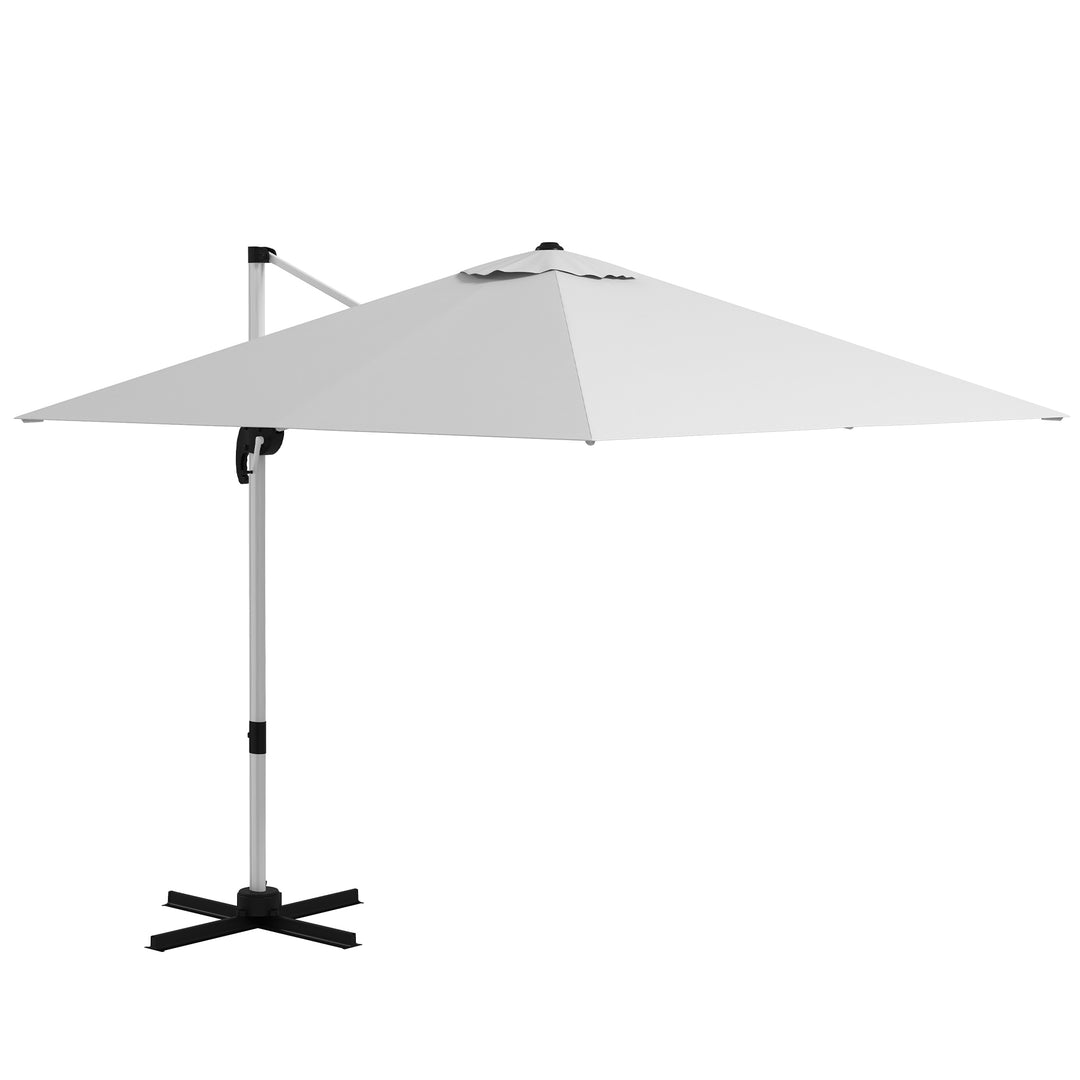 Square Cantilever Garden Parasol, with Five-Position Canopy - White