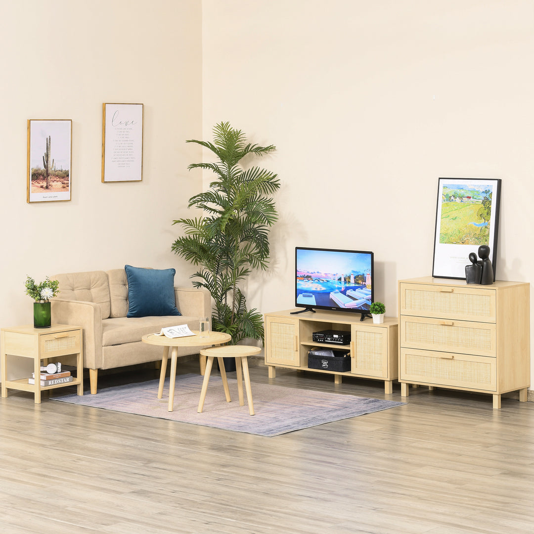 MCL Nightstand with Rattan Drawer and Storage Shelf, Bedside End Table for Bedroom, Living Room