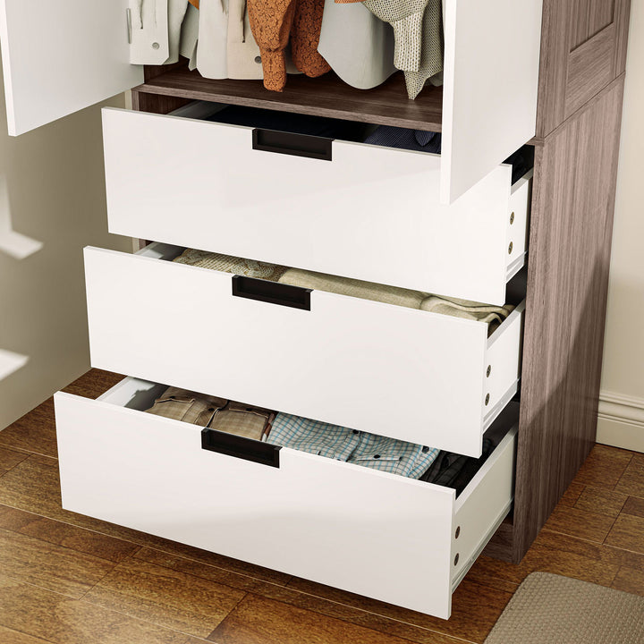 Two Door, Two Drawer Wardrobe - White/Brown