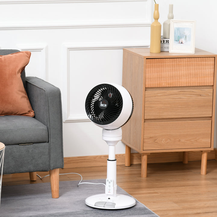 HOMCOM 28'' Air Circulator Fan 3 Speed 3 Mode, 70° Oscillation 90° Vertical Tilt, Height Adjustable, Remote Controller, Black & White | Aosom UK