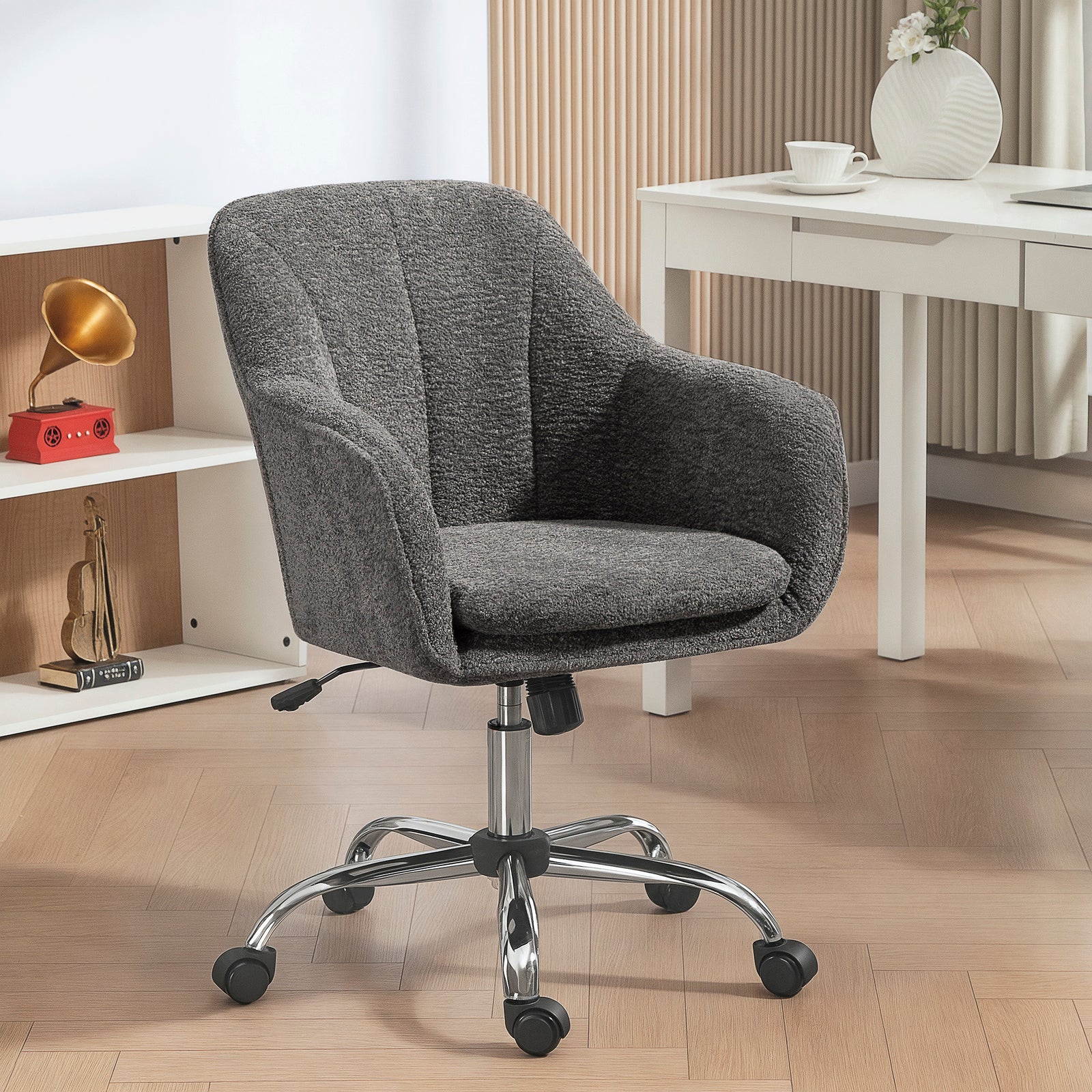 HOMCOM Velvet-Feel Office Chair - Grey