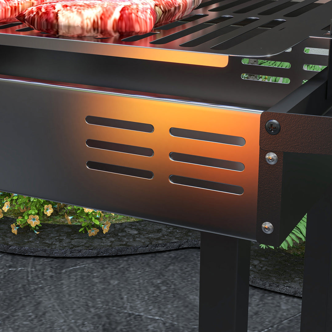 BBQ Rotisserie Grill Roaster Charcoal Spit Roasting Machine for Chicken Turkey with 3-Level Grill Grate, Side Shelves