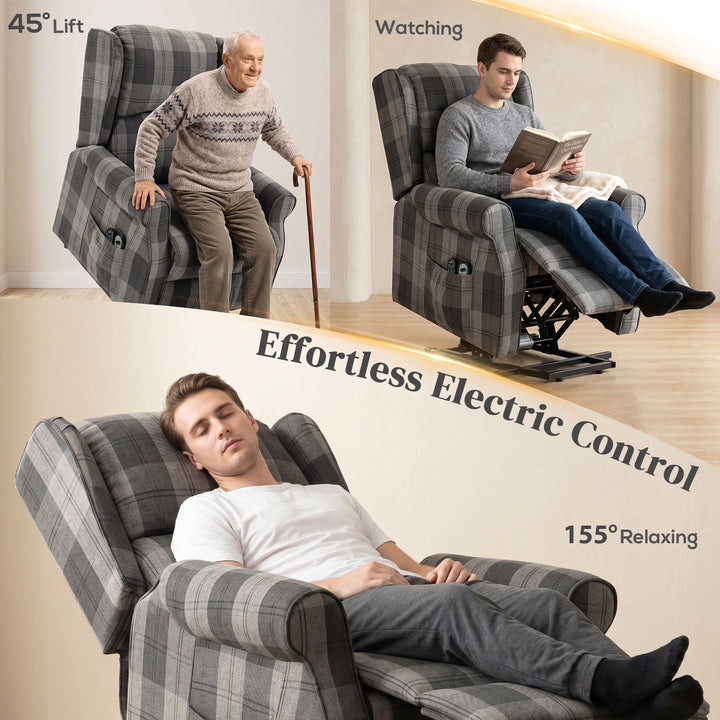 Power Lift Recliner Chair with Vibration Massage, Heat, Checked Lift C