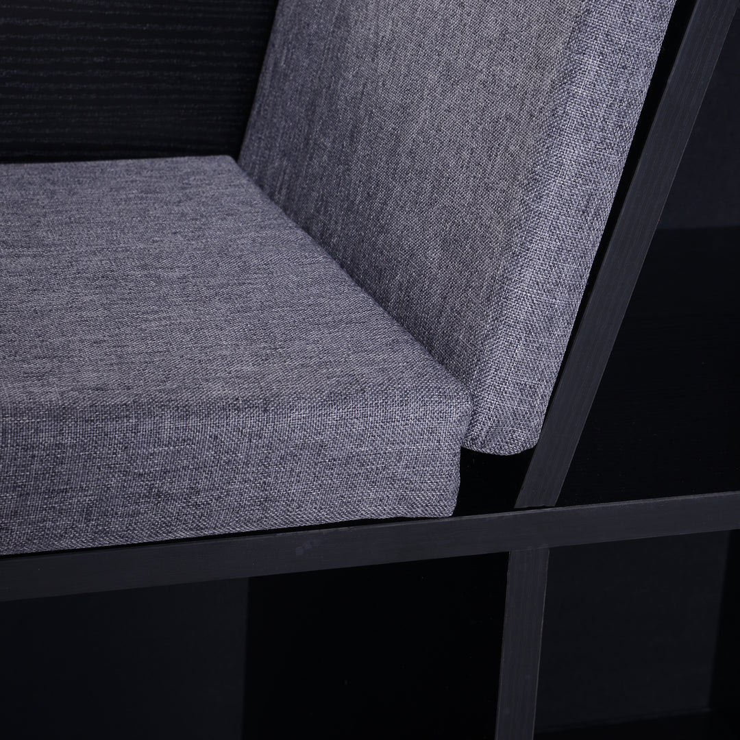 MCL Bookcase Storage Shelf with Cushioned Reading Seat, Cube Bookshelf Organizer for Bedroom Living Room, Black