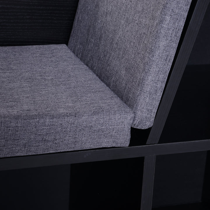 MCL Bookcase Storage Shelf with Cushioned Reading Seat, Cube Bookshelf Organizer for Bedroom Living Room, Black