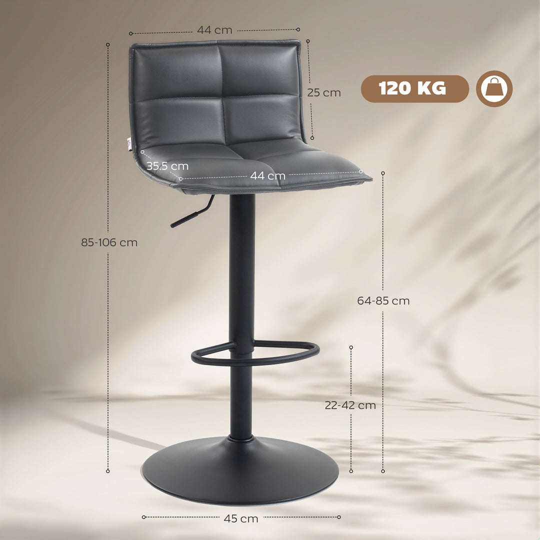 Set of Two Modern Faux Leather Bar Stools