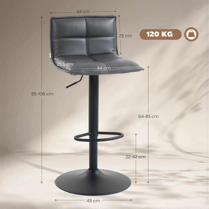 Set of Two Modern Faux Leather Bar Stools