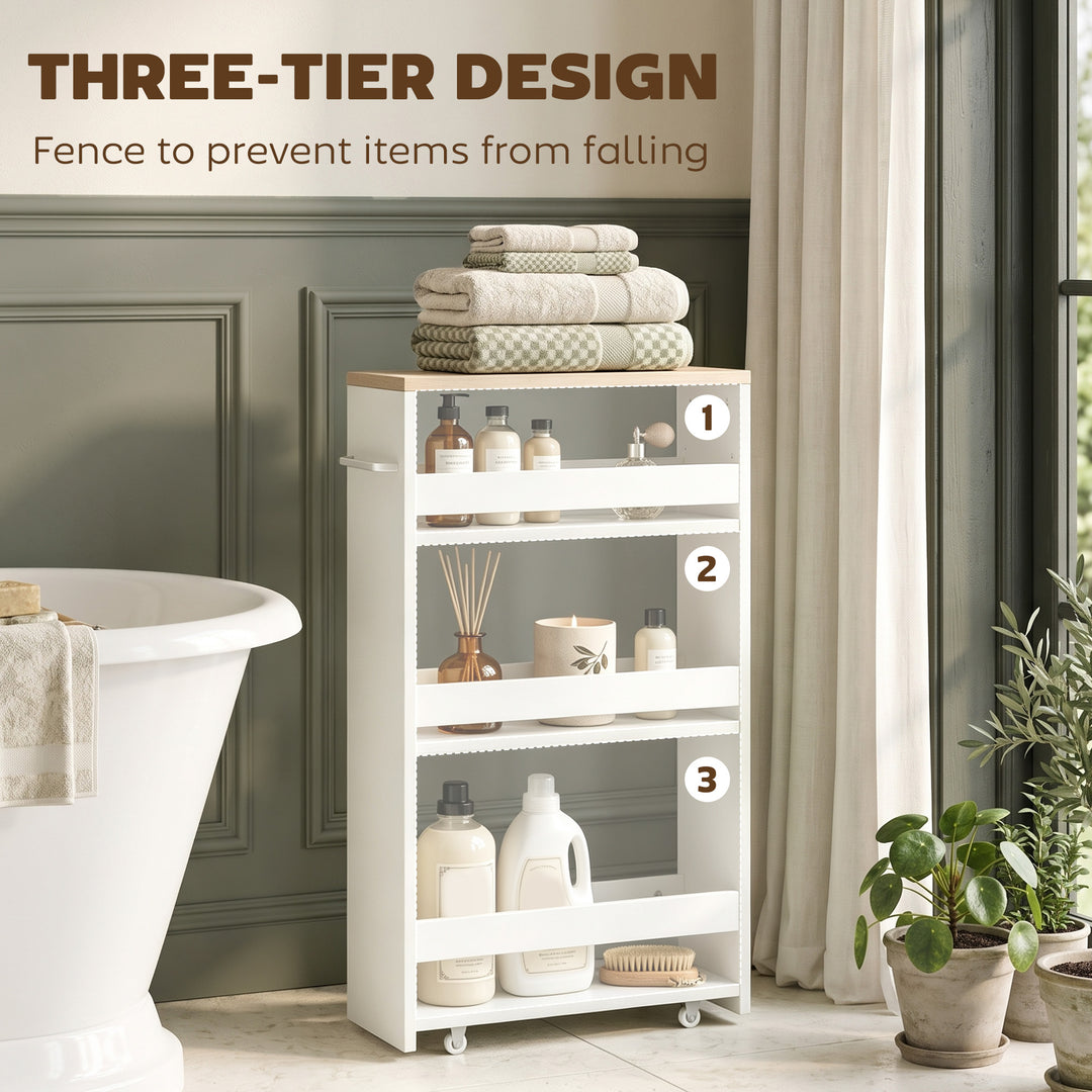 Storage Cart, 4-Tier Compact Storage Trolley on Wheels and Handle, 48W