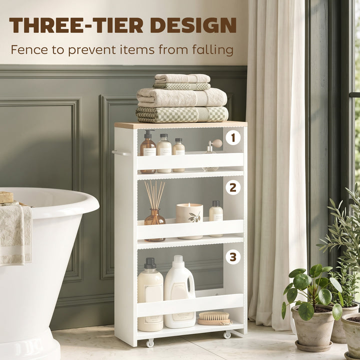 Storage Cart, 4-Tier Compact Storage Trolley on Wheels and Handle, 48W