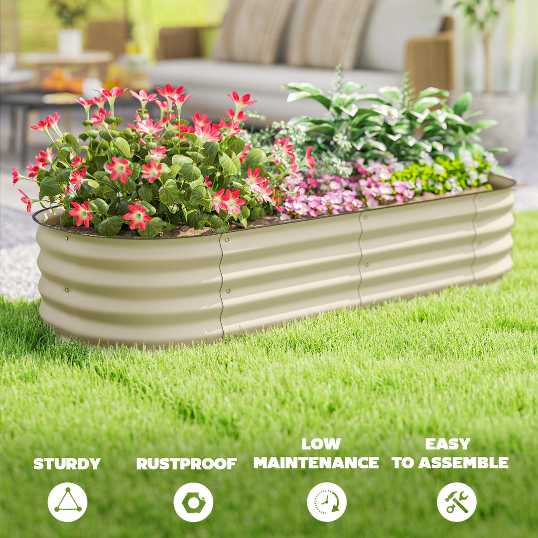 Galvanised Raised Garden Bed, Metal Planter Box with Safety Edging, fo