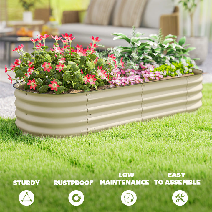 Galvanised Raised Garden Bed, Metal Planter Box with Safety Edging, fo