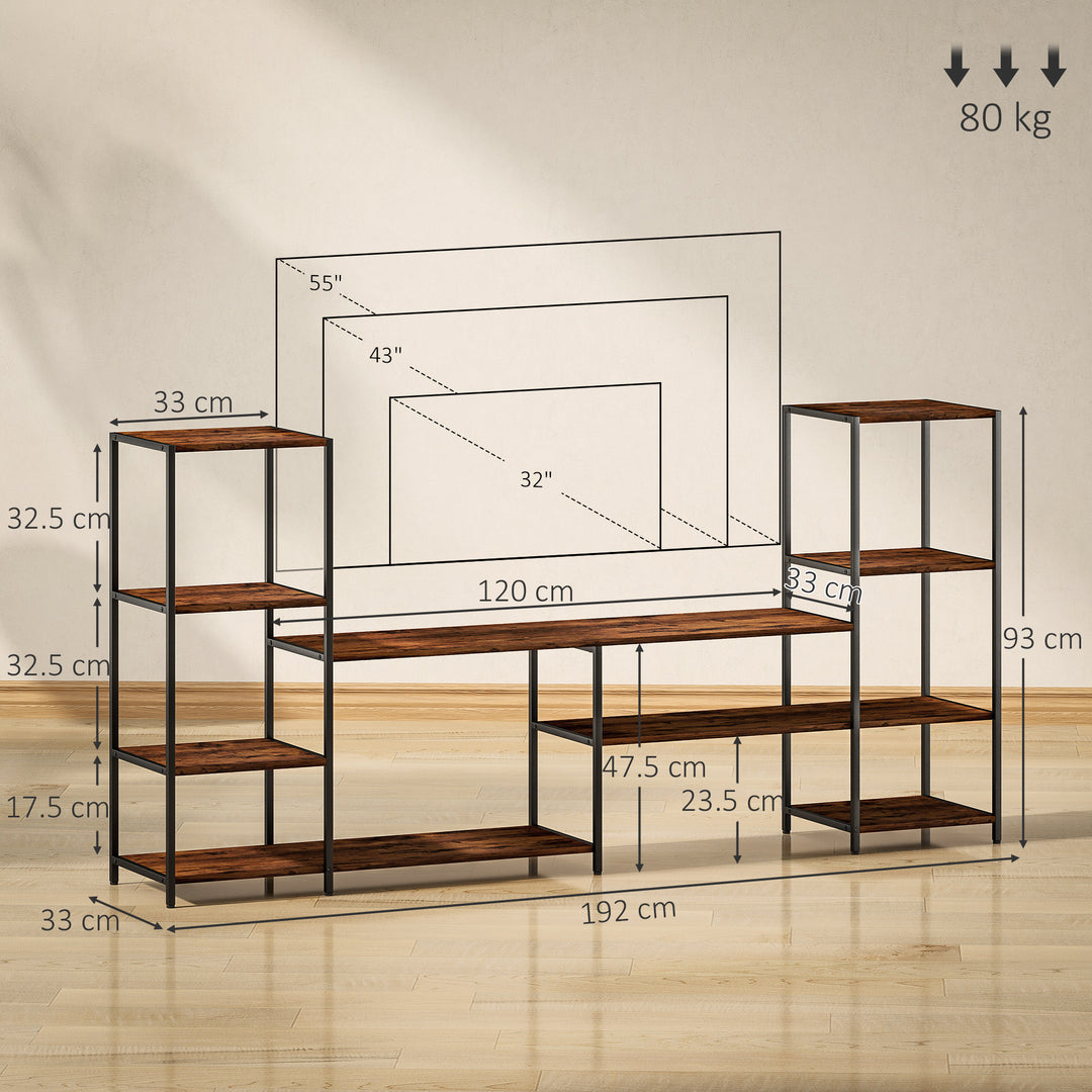 TV Unit for TVs up to 55 Inches, Industrial TV Stand with Storage Shelves, Entertainment Centre for Living Room, Bedroom