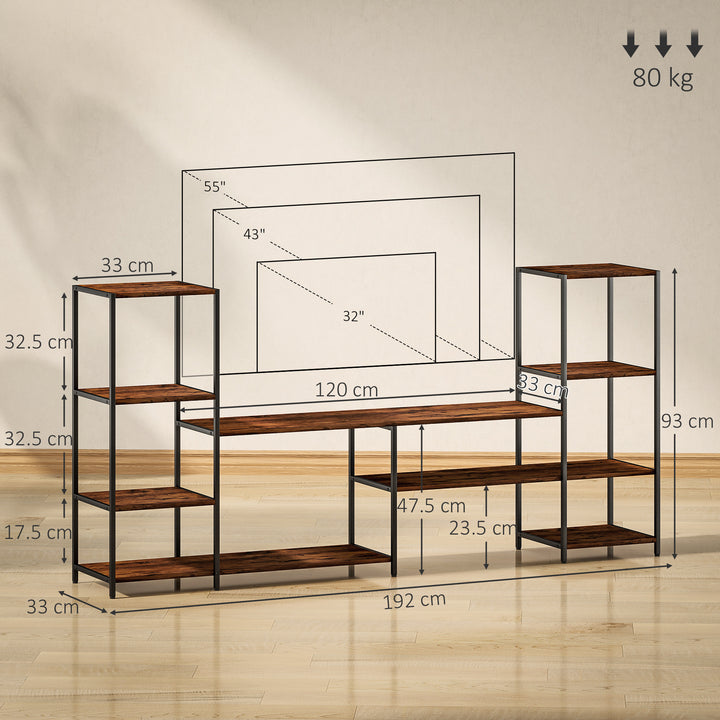 TV Unit for TVs up to 55 Inches, Industrial TV Stand with Storage Shelves, Entertainment Centre for Living Room, Bedroom