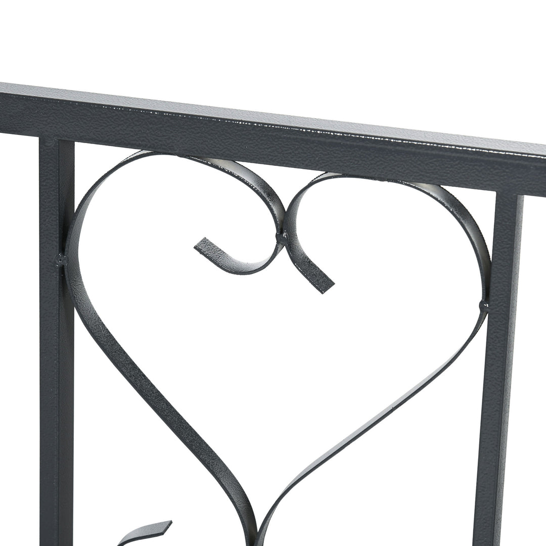 Outdoor Garden Arch with Double Gates, Metal Garden Arbor for Climbing Plants, Roses, Vines, Wedding Arch for Outdoor, 114L x 50W x 206H cm, Dark Grey