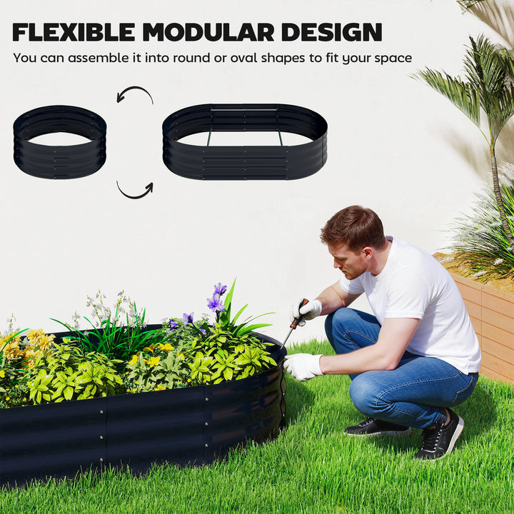 Galvanised Raised Garden Bed with Arched Trellis, 5 x 3 x 6ft Metal Ra