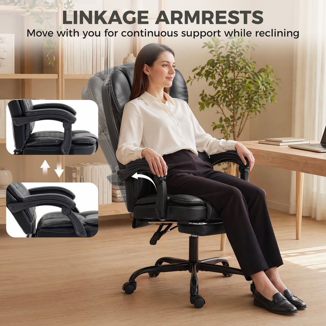 Executive Home Office Chair Reclining Function Footrest Computer Desk 