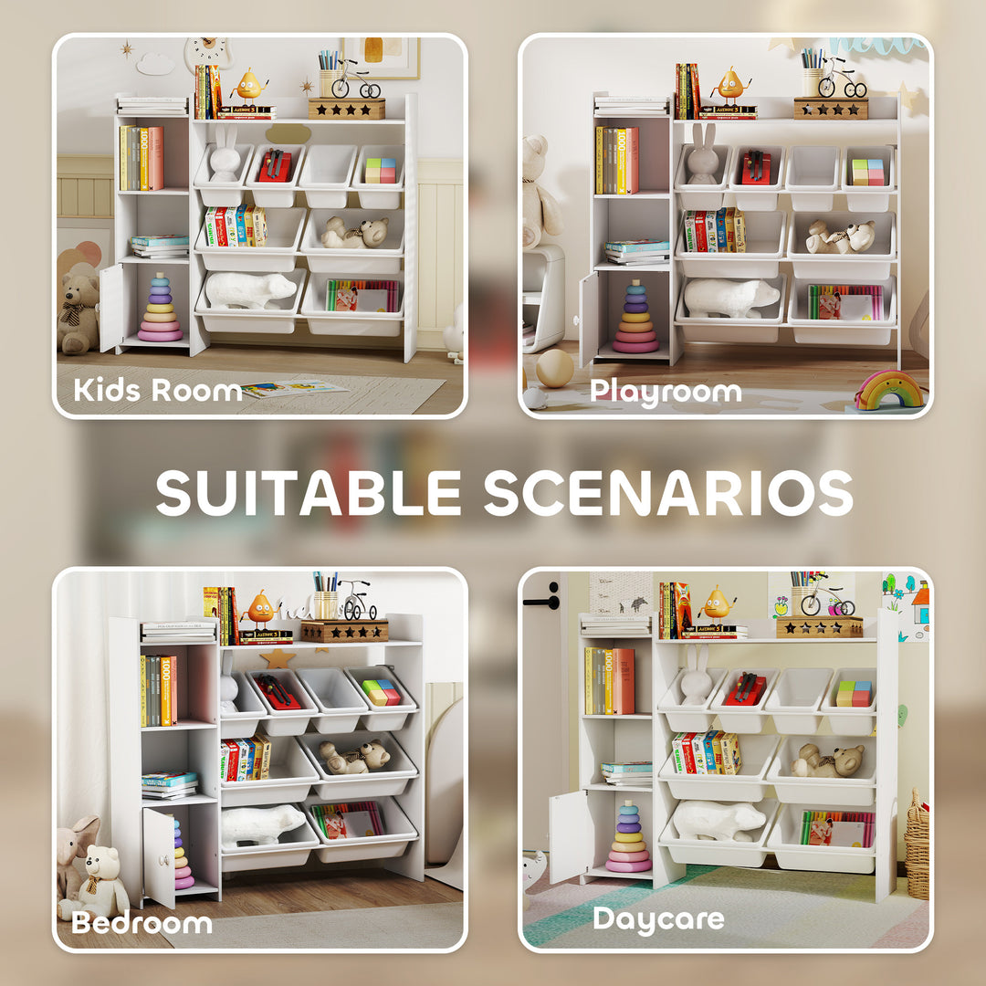 MCL Toy Storage Unit with 8 Removable Bins, Storage Shelves, Cabinet, White