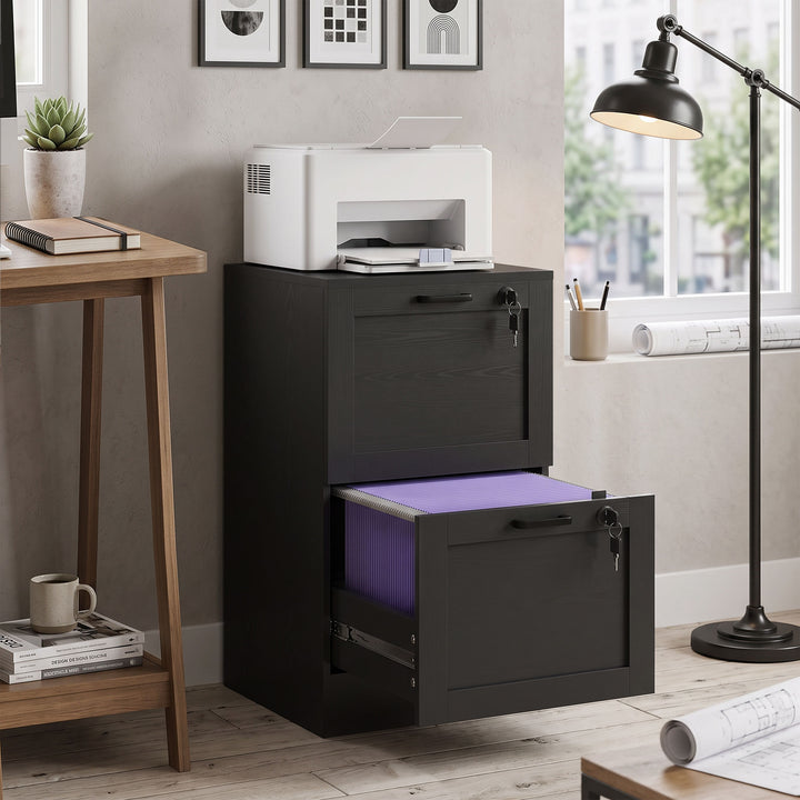 2-Drawer Filing Cabinet with Lock - Black