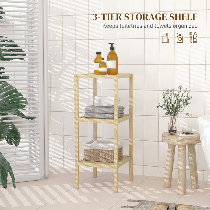 Three-Tier Bamboo Bathroom Shelf - Natural Finish