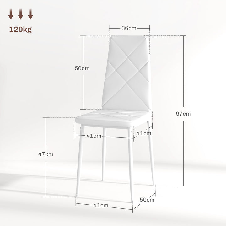 Set of 6 Faux Leather Dining Chairs - White