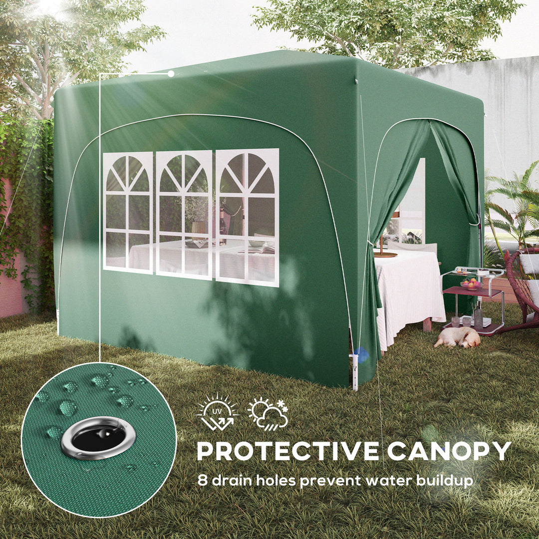 3 x 3m Pop-Up Gazebo Shelter, with Accessories - Dark Green