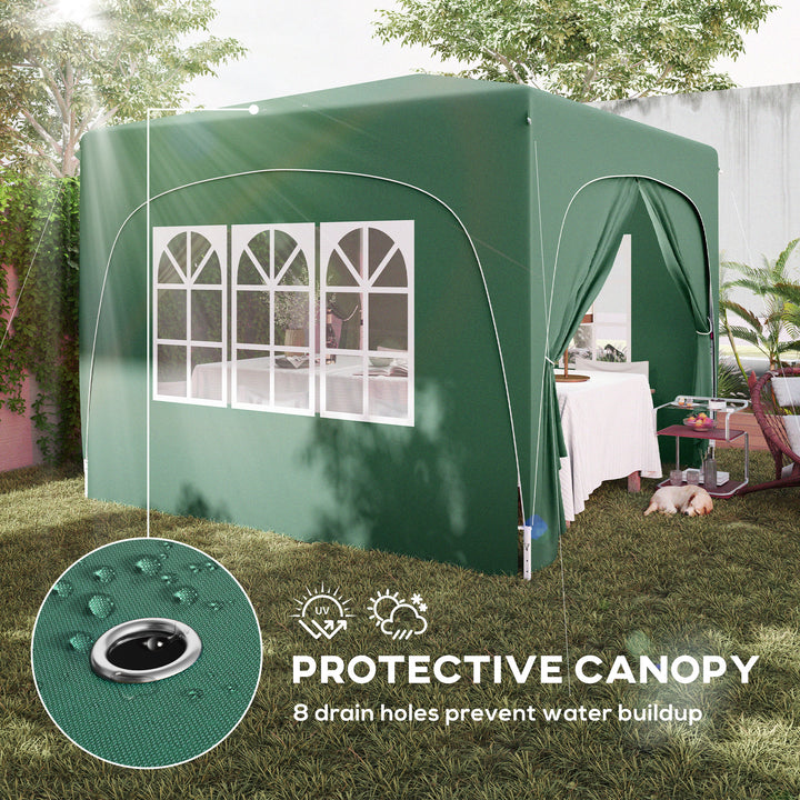 3 x 3m Pop-Up Gazebo Shelter, with Accessories - Dark Green