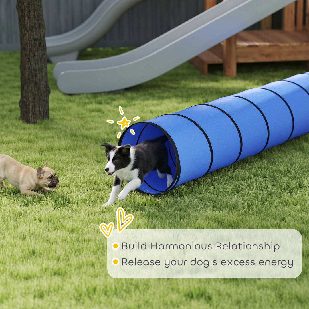 Dog Tunnel, 500 x 60 cm, Foldable Play Tunnel with 6 Pegs and Bag, Tea