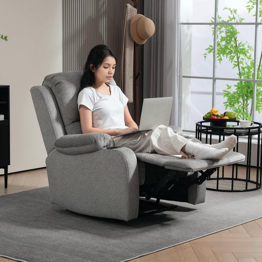 Microfibre Manual Reclining Armchair, with Footrest
