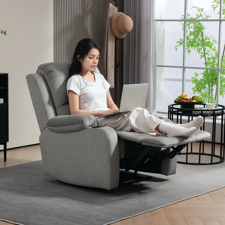 Microfibre Manual Reclining Armchair, with Footrest