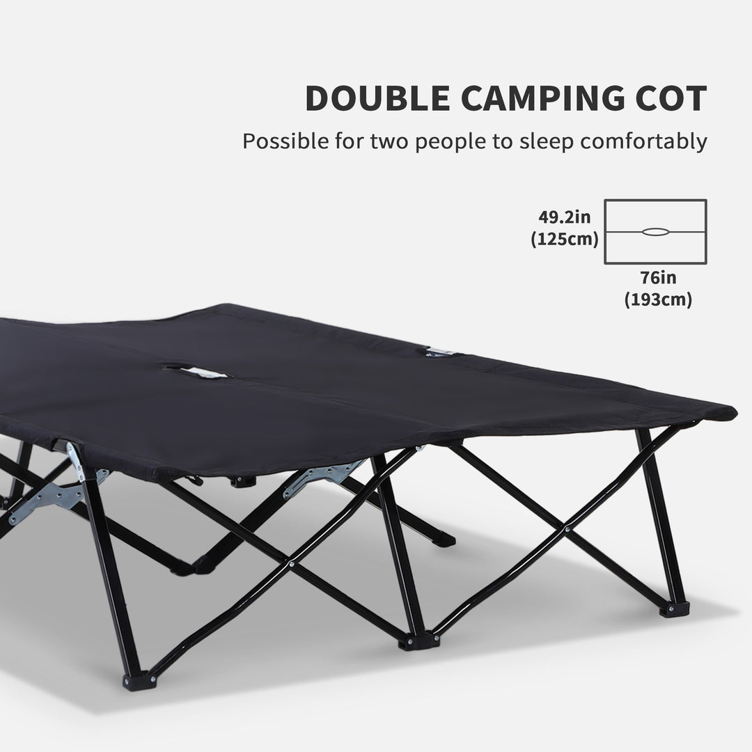 MCL Double Camping Cot Bed, with Bag - Black