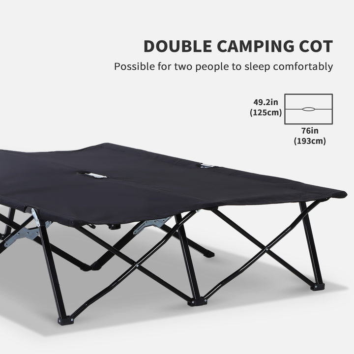 MCL Double Camping Cot Bed, with Bag - Black