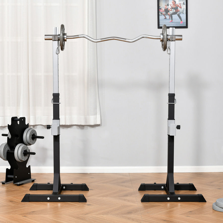 Barbell Squat Rack Adjustable Weight Lifting Bench Max Load 150kg Gym Fitness Strength Training Push up Dip Stand with Wheels