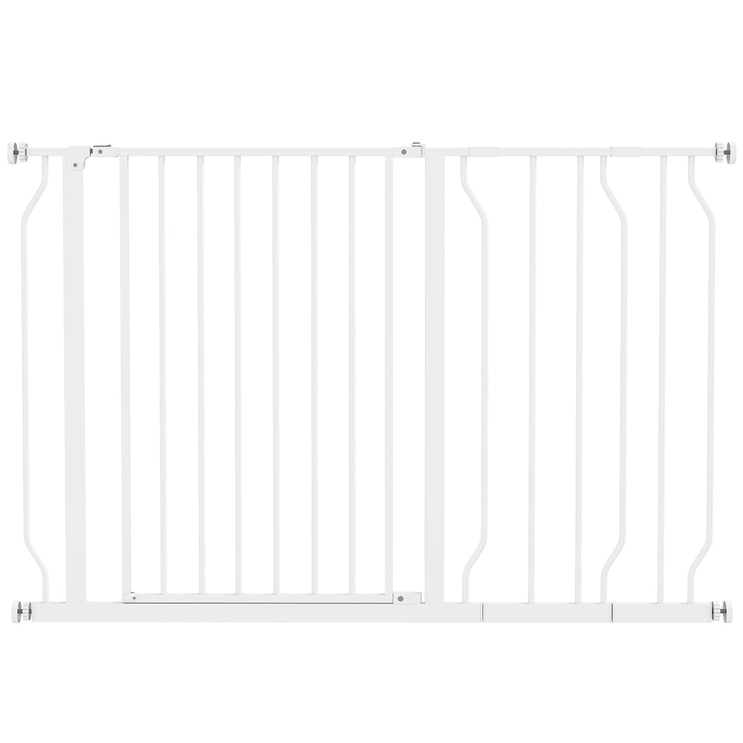 Wide Dog Safety Gate, with Door Pressure, for Doorways, Hallways, Staircases - White