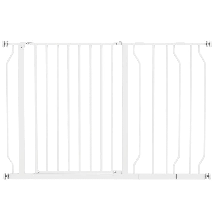 Wide Dog Safety Gate, with Door Pressure, for Doorways, Hallways, Staircases - White