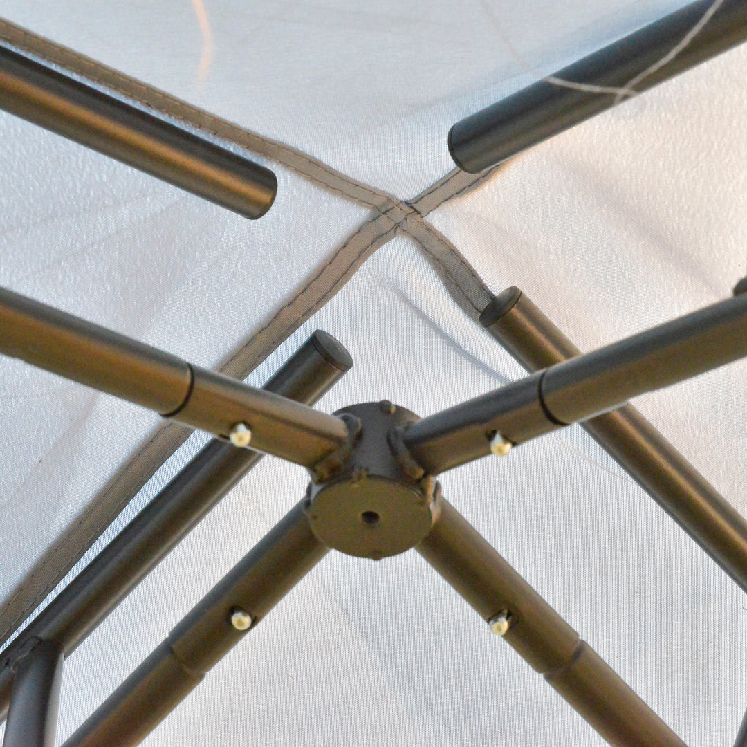 MCL 3 x 3 m Metal Gazebo, Garden Pavillion, Double Roof Outdoor Canopy Shelter with Mesh Sidewalls, Grey