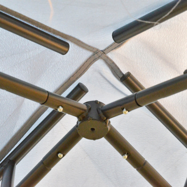 MCL 3 x 3 m Metal Gazebo, Garden Pavillion, Double Roof Outdoor Canopy Shelter with Mesh Sidewalls, Grey