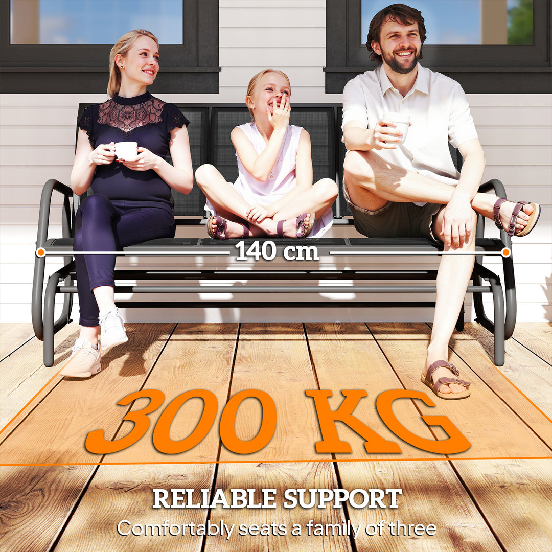MCL 3-Seat Glider Rocking Chair for 3 People Garden Bench Patio Furniture Metal Frame, Grey