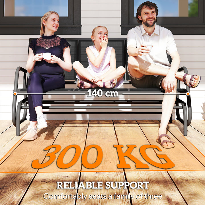 MCL 3-Seat Glider Rocking Chair for 3 People Garden Bench Patio Furniture Metal Frame, Grey