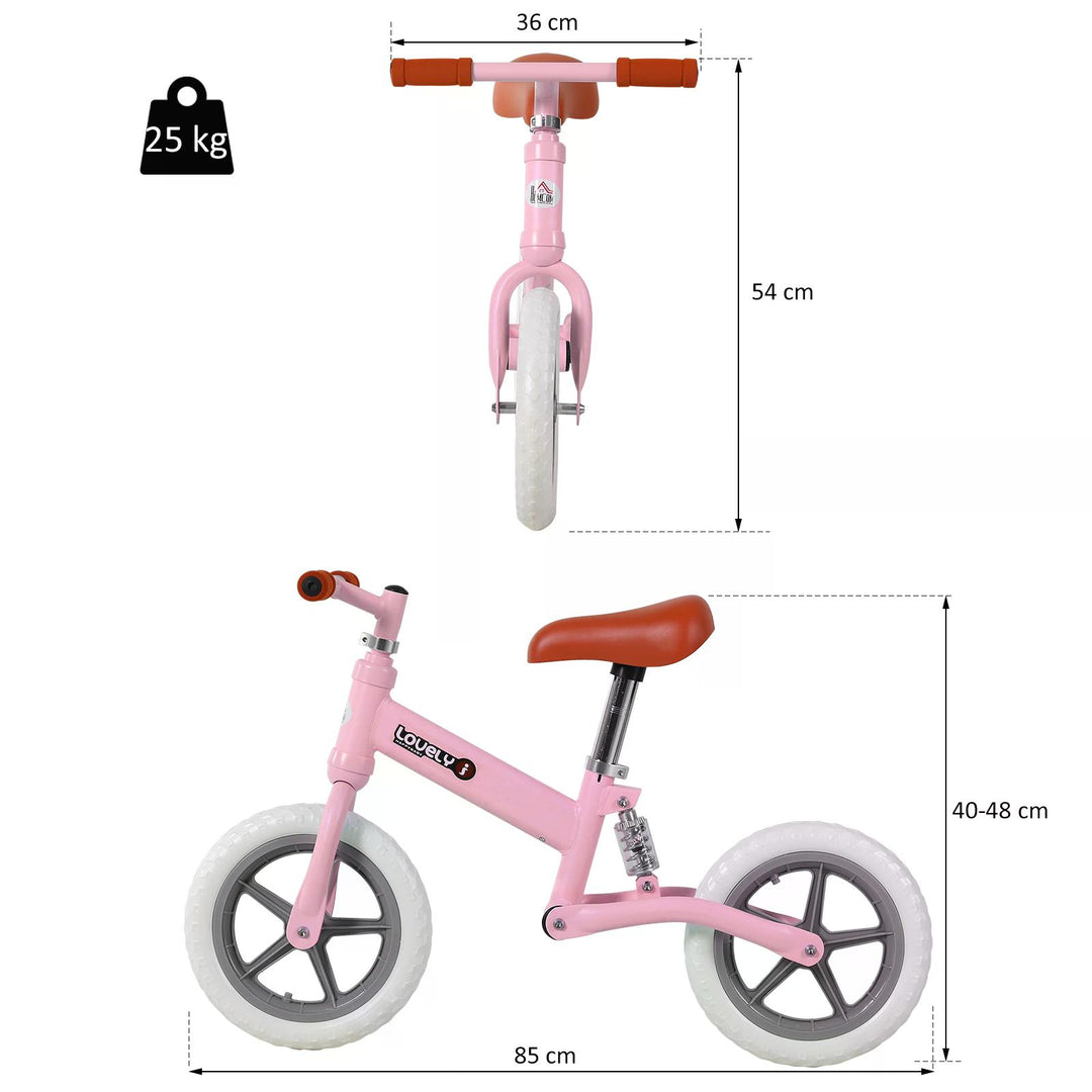 HOMCOM Balance Bike for Toddlers, No Pedal Training Bicycle for Walking Skills Development, Pink | Aosom UK