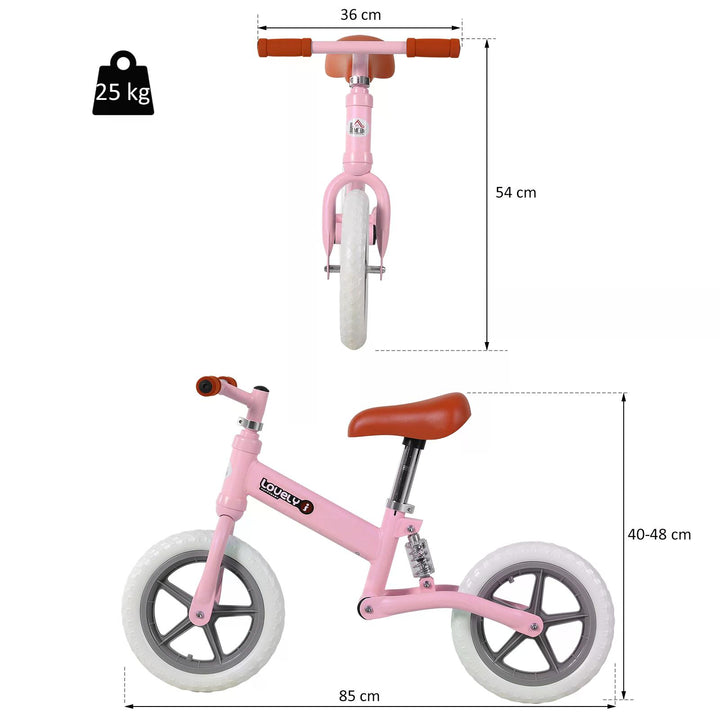 HOMCOM Balance Bike for Toddlers, No Pedal Training Bicycle for Walking Skills Development, Pink | Aosom UK