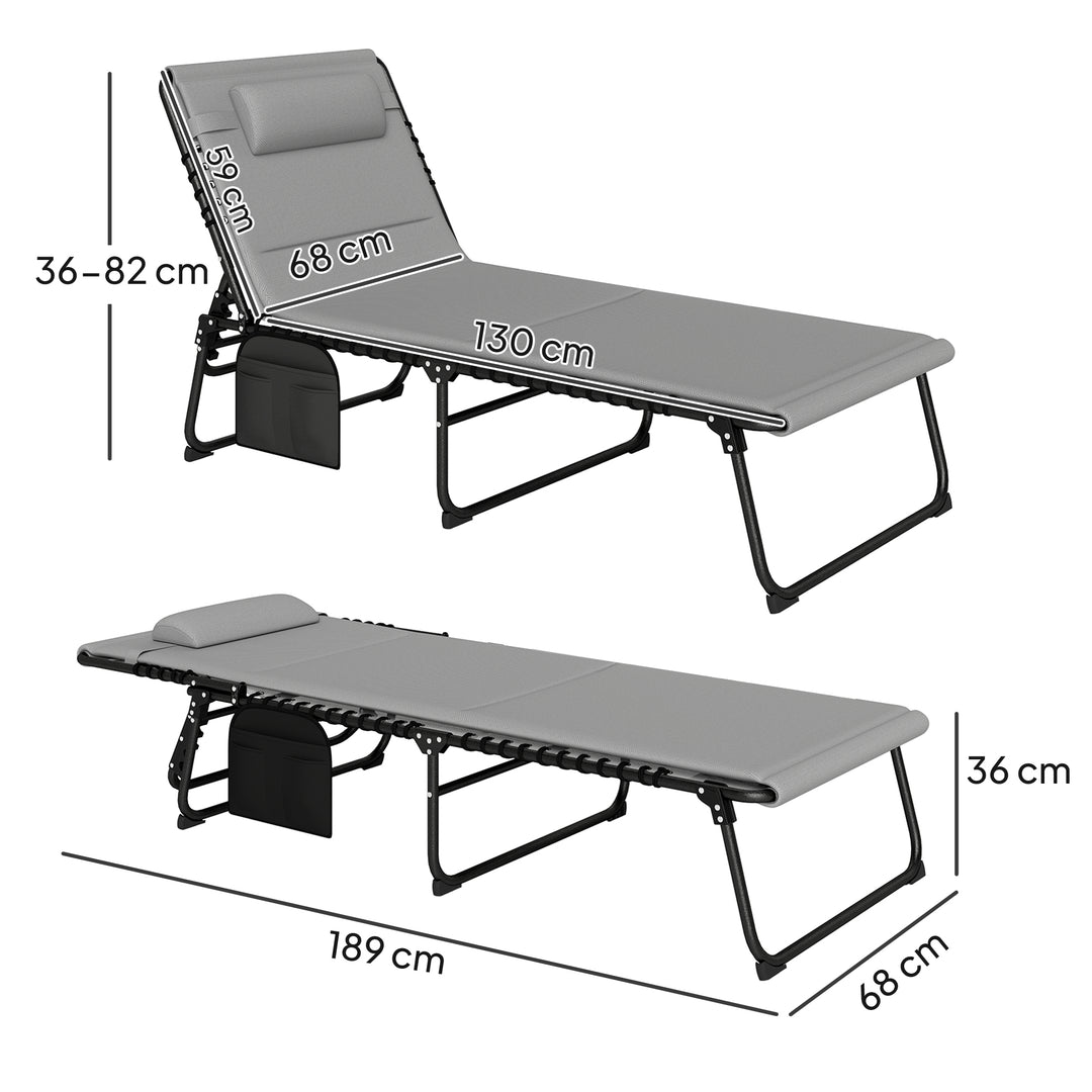 Set of Two Reclining Sun Loungers - Light Grey