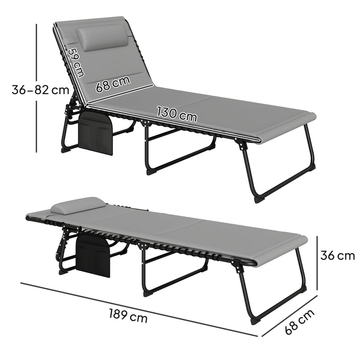 Set of Two Reclining Sun Loungers - Light Grey