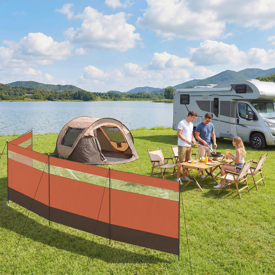 Camping Windbreaker with Clear Windows, Carry Bag and Steel Poles, for