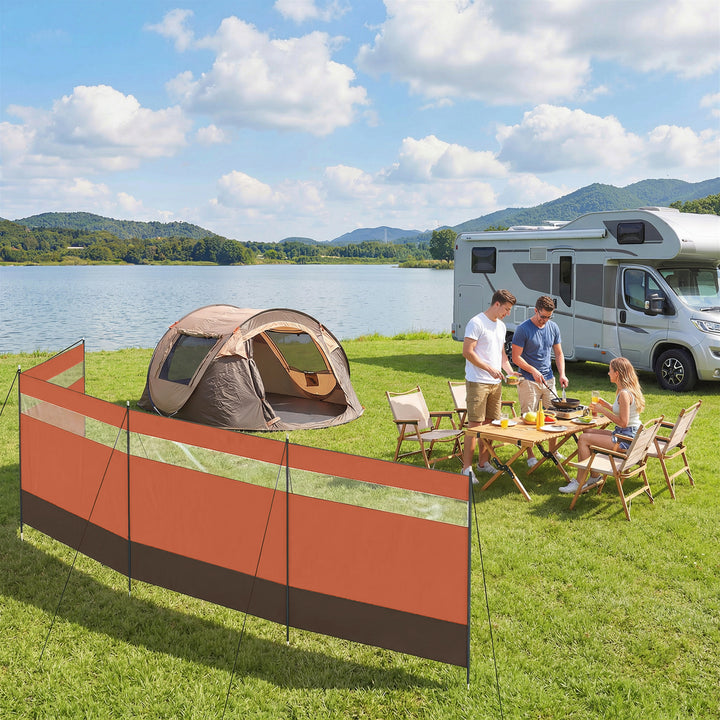 Camping Windbreaker with Clear Windows, Carry Bag and Steel Poles, for