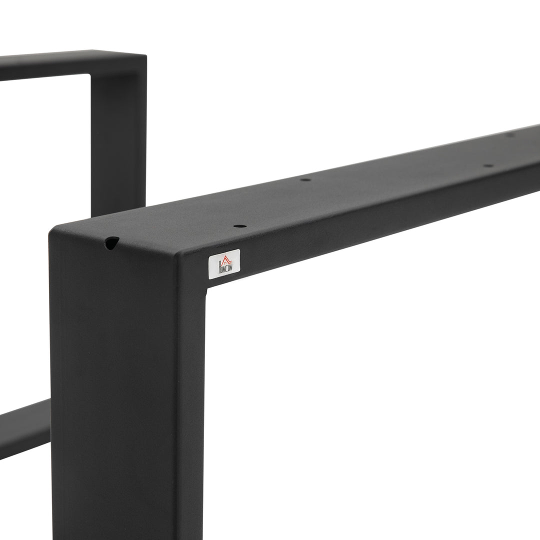 Metal Table Legs Set of 2, Square DIY Furniture Table Legs with Screws and Floor Protectors, Industrial Coffee Table Legs for DIY Chair, Bench, 41Hcm x 70Wcm, Black
