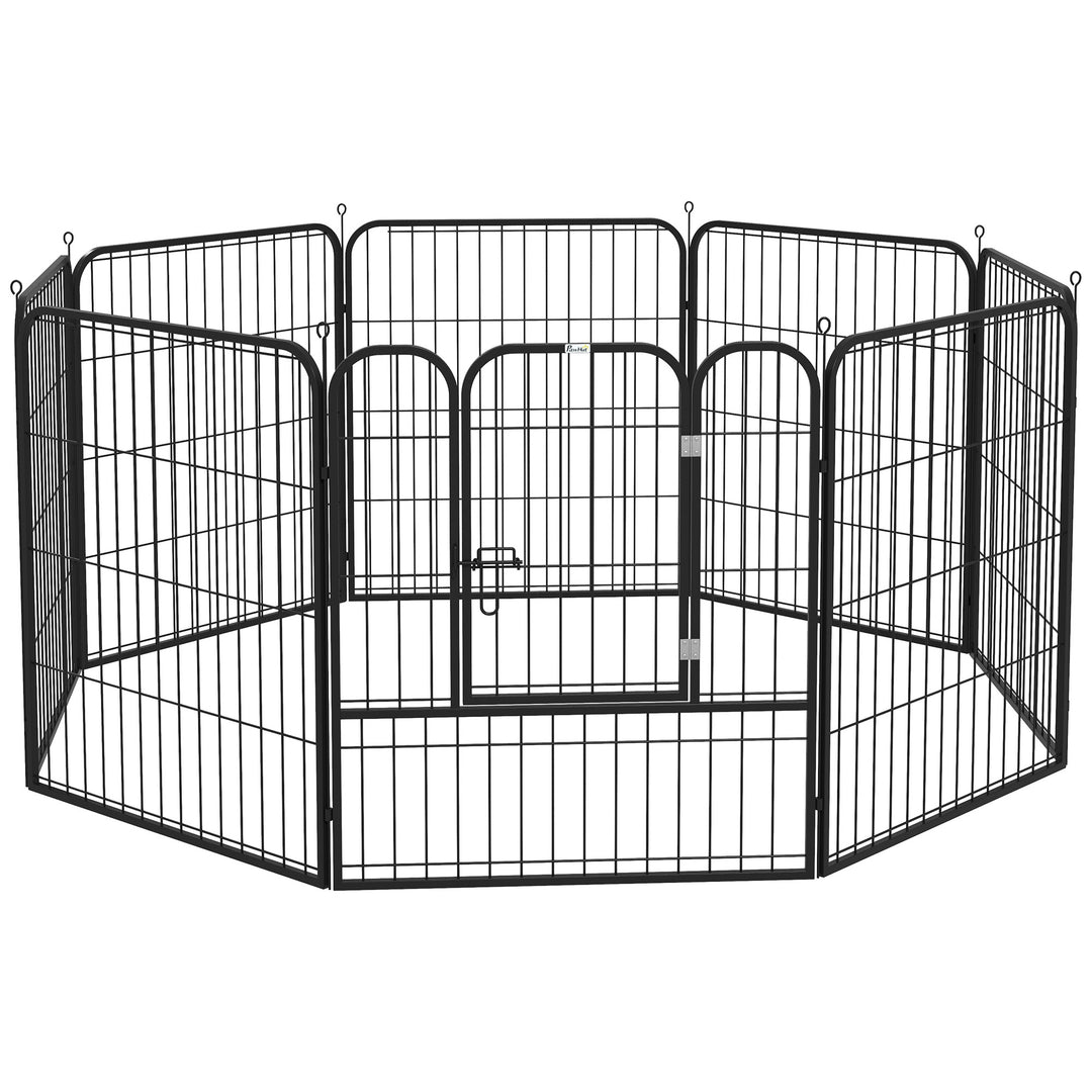 8 Panels Heavy Duty Puppy Playpen, for Small and Medium Dogs, Indoor and Outdoor Use - Black