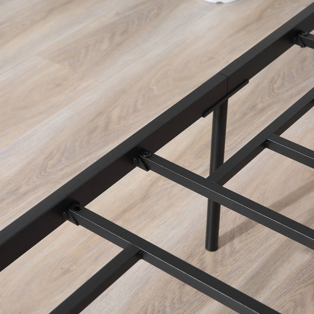 MCL King Metal Bed Frame Solid Bedstead Base with Headboard and Footboard, Metal Slat Support and Underbed Storage Space, Bedroom Furniture, Black