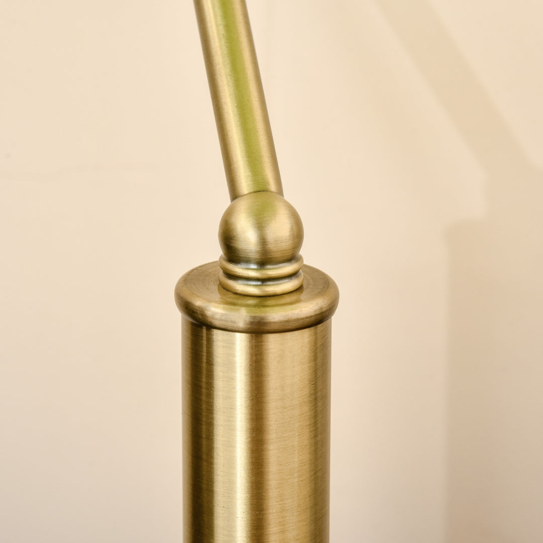 Banker's Desk Lamp with Antique Bronze Tone Base, Table Lamp with Green Glass Shade for Home Office, Green