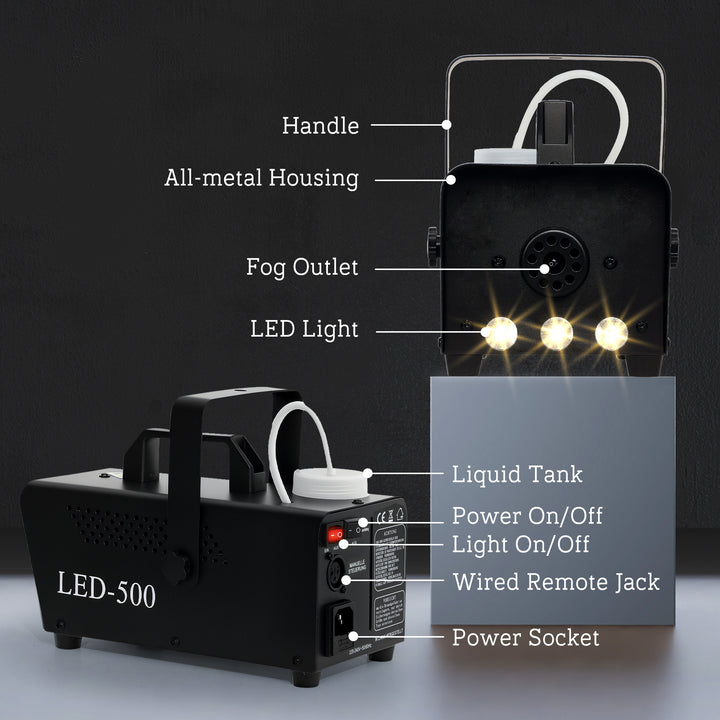 Halloween Smoke Machine with 3 RGB LED Lights and 4 Effects
