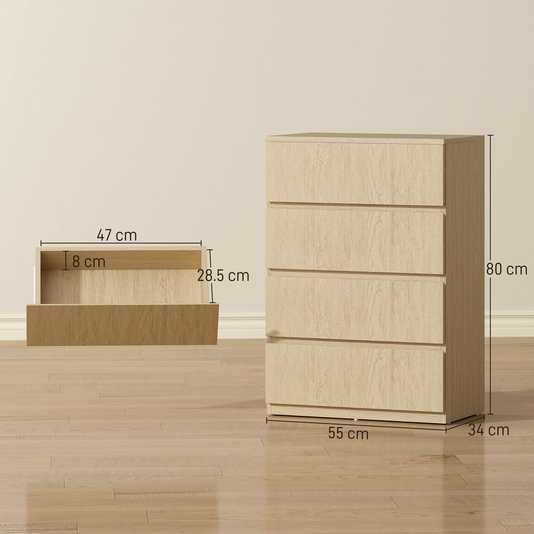 Chest of Drawers, 4-Drawer Storage Cabinets, Modern Dresser, Storage D